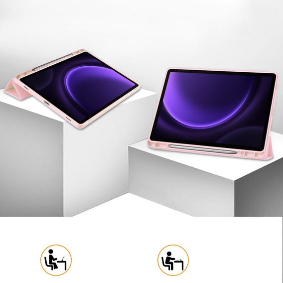 Pouzdro pro Samsung Galaxy Tab S9 FE / S10 FE, Smartcase s prostorem pro stylus, růžové