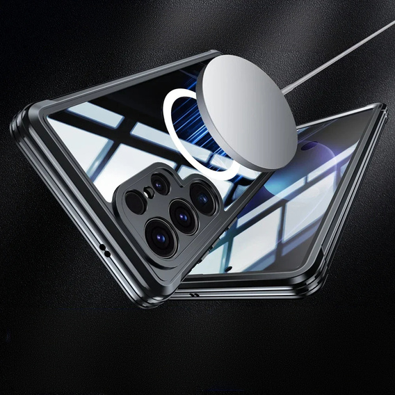 Pouzdro pro Samsung Galaxy S25 Ultra, Shockproof, se sklem, pro MagSafe, černé