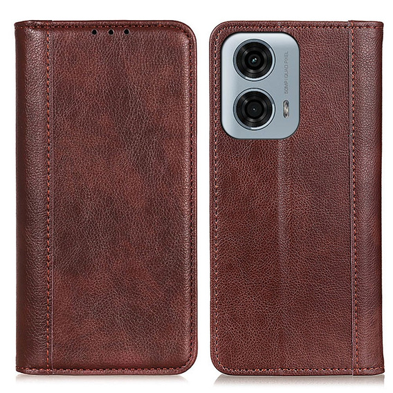 Pouzdro pro Motorola Moto G24 / G24 Power / G04, Wallet Litchi Leather, hnědé