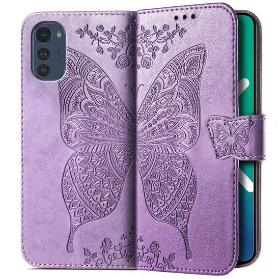 Klopové pouzdro pro Motorola Moto E32 4G, Butterfly, fialové