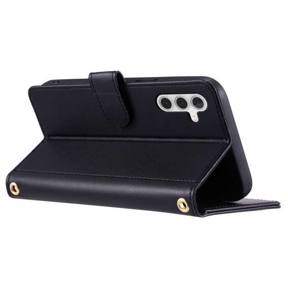 Pouzdro s klopou pro Samsung Galaxy S25, Rhombus Crossbody Leather, černé