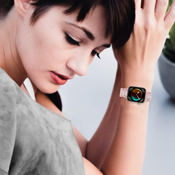 Diamantový náramek pro Xiaomi Smart Band 8 Pro, růžový
