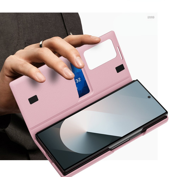Flipové pouzdro pro Samsung Z Fold5 5G, Smart View Wallet, růžové