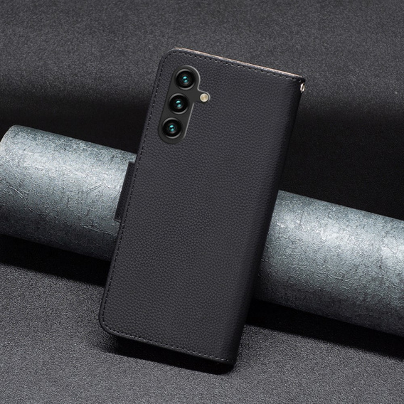 Klopové pouzdro pro Samsung Galaxy A55 5G, Wallet Litchi Leather, černé