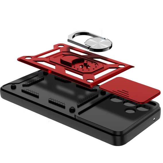 Pancéřové pouzdro pro Samsung Galaxy A26, CamShield Slide, červené + tvrzené sklo 9H