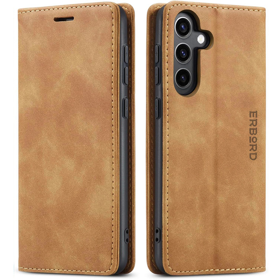 Pouzdro pro Samsung Galaxy A16, ERBORD Vintage peněženka s klopou, hnědé
