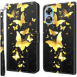 Klopové pouzdro pro Oppo A17, Wallet, Butterflies zlaté