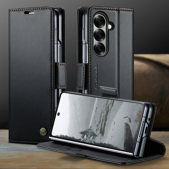 CASEME Litchi Wallet flipové pouzdro pro Samsung Galaxy Z Fold7 5G