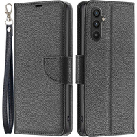 Klopové pouzdro pro Samsung Galaxy A34 5G, Wallet Litchi Magnet, černé