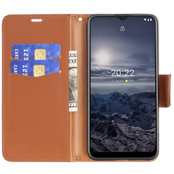 Klopové pouzdro pro Nokia G11 / G21, Litchi Wallet Case, hnědé