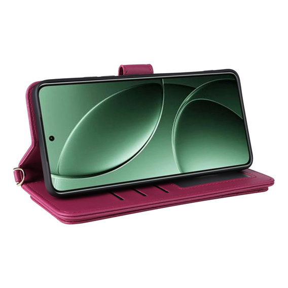 Flipové pouzdro pro Xiaomi Poco F7 Pro / F7 Ultra, Crossbody Leather Wallet, kaštanové