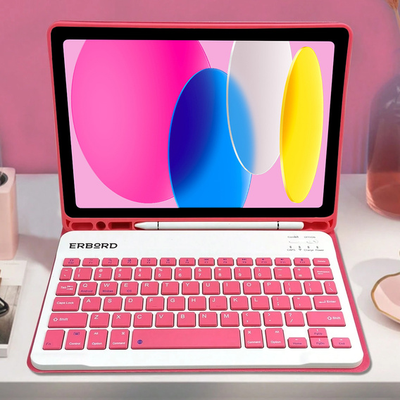 Pouzdro + klávesnice iPad 10.9 2022 10 Gen, Pen Slot, růžové rose gold