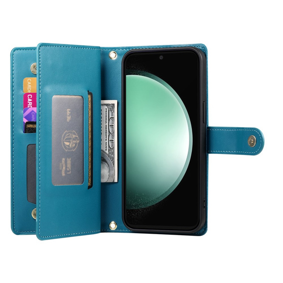 Klopové pouzdro pro Samsung Galaxy S25 Edge, Wallet Zipper Pocket, modré