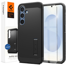 Pouzdro Spigen pro Samsung Galaxy S25, Tough Armor Mag MagSafe, černé + 9H tvrzené sklo