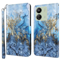 Klopové pouzdro pro Xiaomi Redmi 13C / Poco C65, Wallet, Marble modré