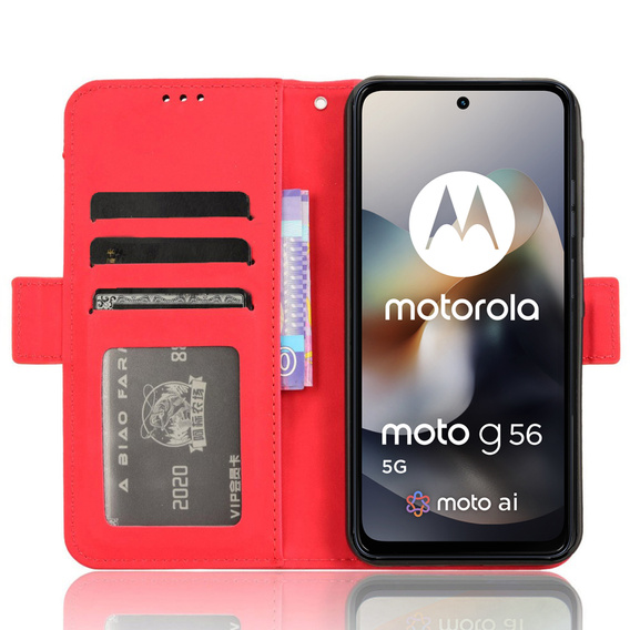 Klopové pouzdro pro Motorola Moto G56 5G, Card Slot, červené