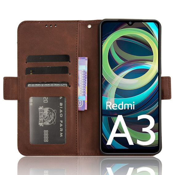 Klopové pouzdro pro Xiaomi Redmi A3, Card Slot, hnědé