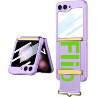 Pouzdro pro Galaxy Z Flip 5, Strap Cover, fialové/oranžové