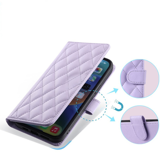 Pouzdro s klopou pro Xiaomi Redmi Note 13 Pro 4G / Xiaomi Redmi Note 14S / Xiaomi Poco M6 Pro 4G, Rhombus Crossbody Leather, fialové