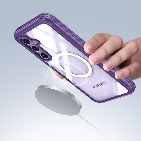 Pouzdro pro Samsung Galaxy A55 5G, Shockproof, se sklem, pro MagSafe, fialové