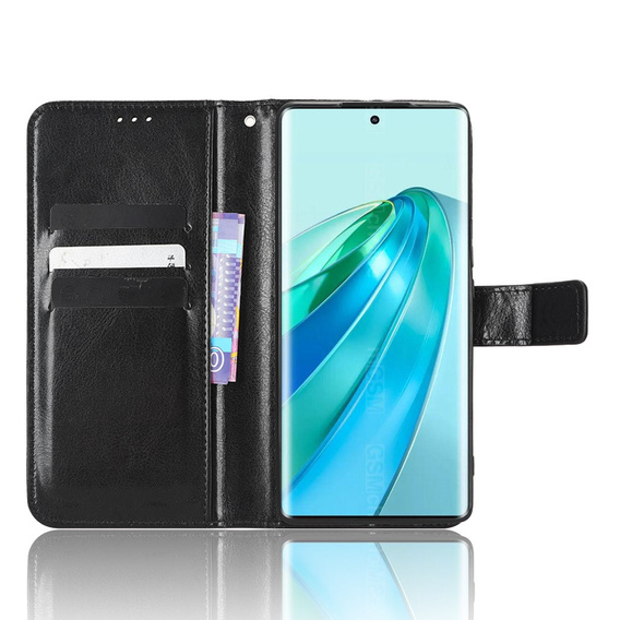 Klopové pouzdro pro Honor Magic 5 Lite, Crazy Horse Wallet, černé