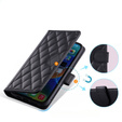Pouzdro s klopou pro iPhone 16 Plus, Rhombus Crossbody Leather, černé