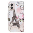 Klopové pouzdro pro Motorola Moto G73 5G, Wallet, Eiffel Tower, bílé