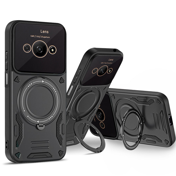 Obrněné pouzdro pro Xiaomi Redmi A3, Magnetic Ring, černé