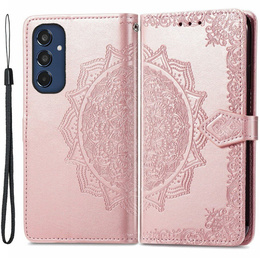 Klopové pouzdro pro Samsung Galaxy M35, Mandala, růžové rose gold