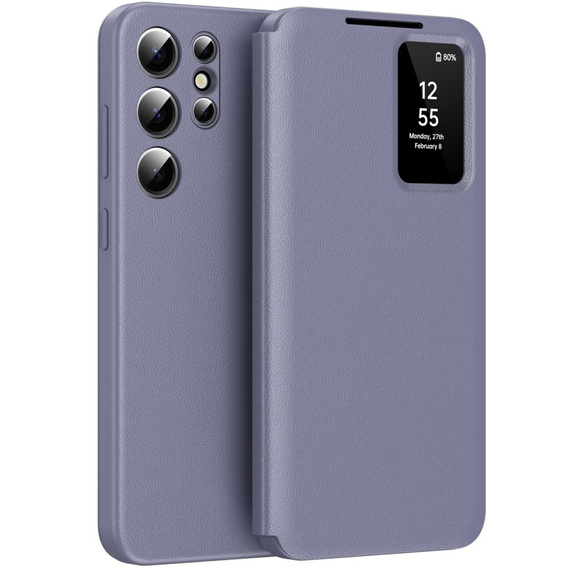 Flipové pouzdro pro Samsung Galaxy S22 Ultra, Smart View Wallet, fialové