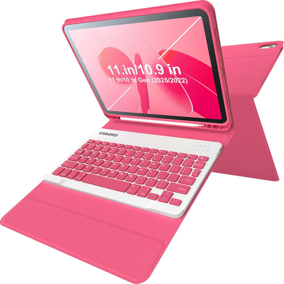Pouzdro + klávesnice iPad 10.9 2022 10 Gen, Pen Slot, růžové rose gold
