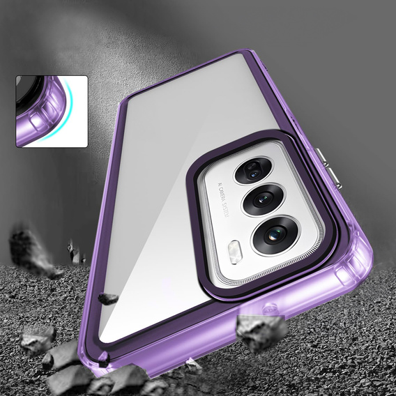 Pouzdro pro Oppo Reno 12 Pro, Fusion Hybrid, transparentní / fialové