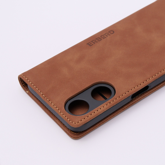 Pouzdro pro Oppo A78 5G, ERBORD Vintage peněženka s klopou, hnědé