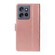 Pouzdro s klopou pro Motorola Edge 50 Neo / Motorola ThinkPhone 25, Rhombus Crossbody Leather, růžové rose gold