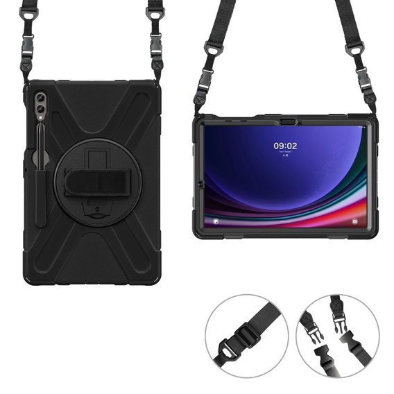 Pouzdro pro Samsung Galaxy Tab S9 FE+ / S9+ / S8+ / S7+, obrněné ochranné pouzdro, černé