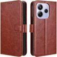 Klopové pouzdro pro Xiaomi Redmi Note 14 4G, Crazy Horse Wallet, hnědé
