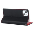 Klopové pouzdro pro iPhone 15, Litchi Skin Grain, černé