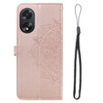 Klopové pouzdro pro Oppo A58 4G, Mandala, růžové rose gold