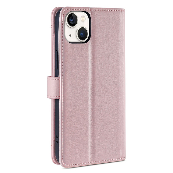Klopové pouzdro pro iPhone 14, Wallet Zipper Pocket, růžové