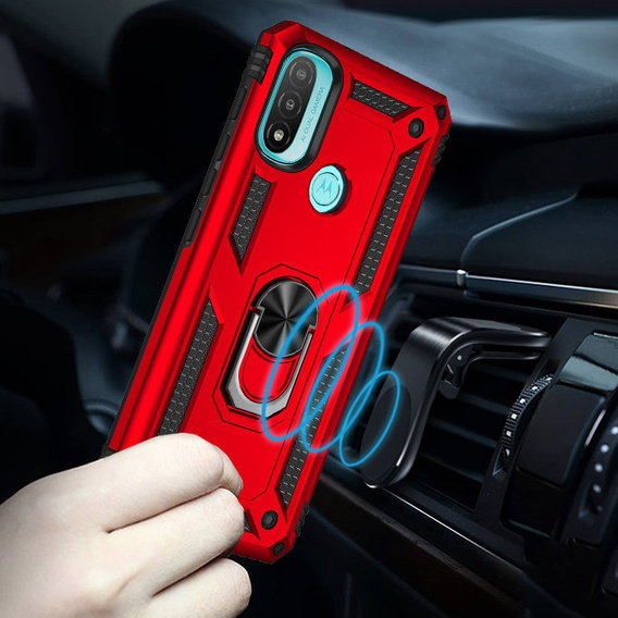 Pancéřové pouzdro pro Motorola Moto E20/E30/E40, Nox Case Ring, červené