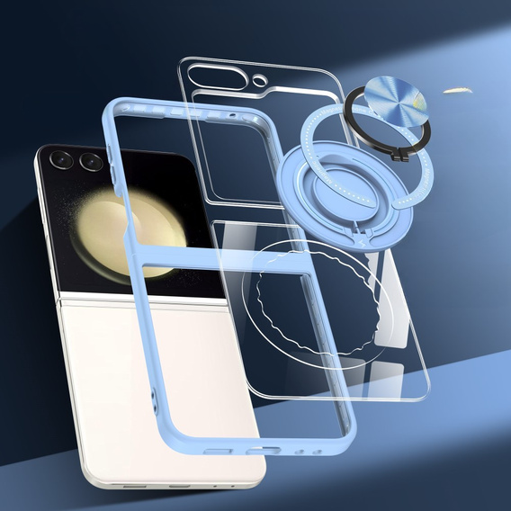 Pouzdro pro Samsung Galaxy Z Flip7 FE / Z Flip6, Corners Dropproof, pro MagSafe, transparentní / modré