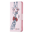 Klopové pouzdro pro Motorola Edge 40 Neo, Wallet, giraffe, růžové