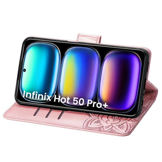 Klopové pouzdro pro Infinix Hot 50 Pro+ 4G, Butterfly, růžové rose gold