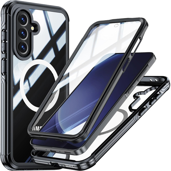 Pouzdro pro Samsung Galaxy A36 / Samsung Galaxy A56, Shockproof, se sklem, pro MagSafe, černé