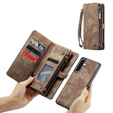 CASEME pouzdro pro Samsung Galaxy A56 5G, Retro Leather Wallet, s páskem, hnědé
