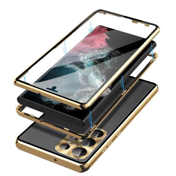 Pouzdro pro Samsung Galaxy S23 Ultra, Magnetic Dual Glass, zlaté