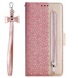 Flipové pouzdro pro Samsung Galaxy S20 FE/5G, Wallet Pocket Zipper Lace, růžové