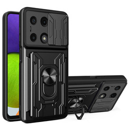 Pancéřové pouzdro pro Xiaomi Redmi Note 13 Pro 4G / Xiaomi Redmi Note 14S / Xiaomi Poco M6 Pro 4G, Camera Slide Card Slot, černé