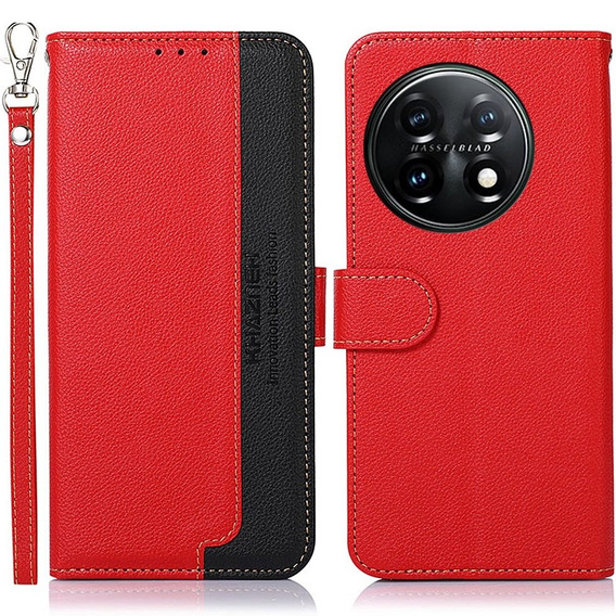 Klopové pouzdro pro OnePlus 11 5G, KHAZNEH RFID, Dual Color, červené