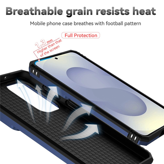 Pevné pouzdro s podstavcem a krytem objektivu pro Samsung Galaxy S26 Plus, modré